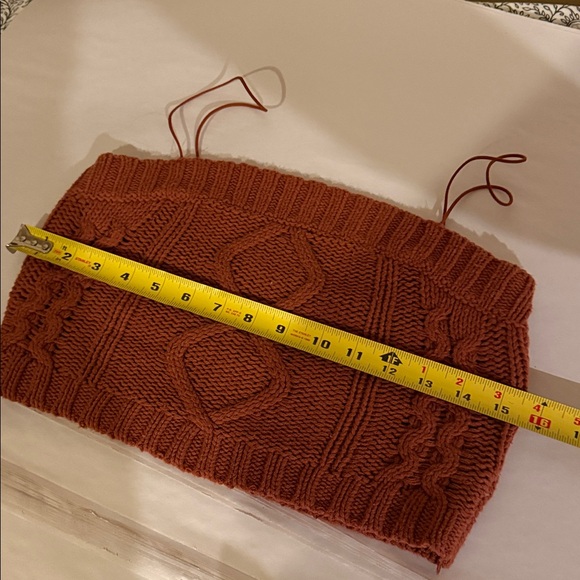 Woman’s Cable Knit Button-Up 2PC Cropped Sweater - Rust Size Small - Picture 14 of 14